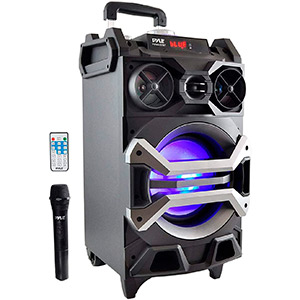 Pyle 500 Watt Outdoor Portable BT Connectivity Karaoke Speaker System - PA Stereo with 8 Inch Subwoofer